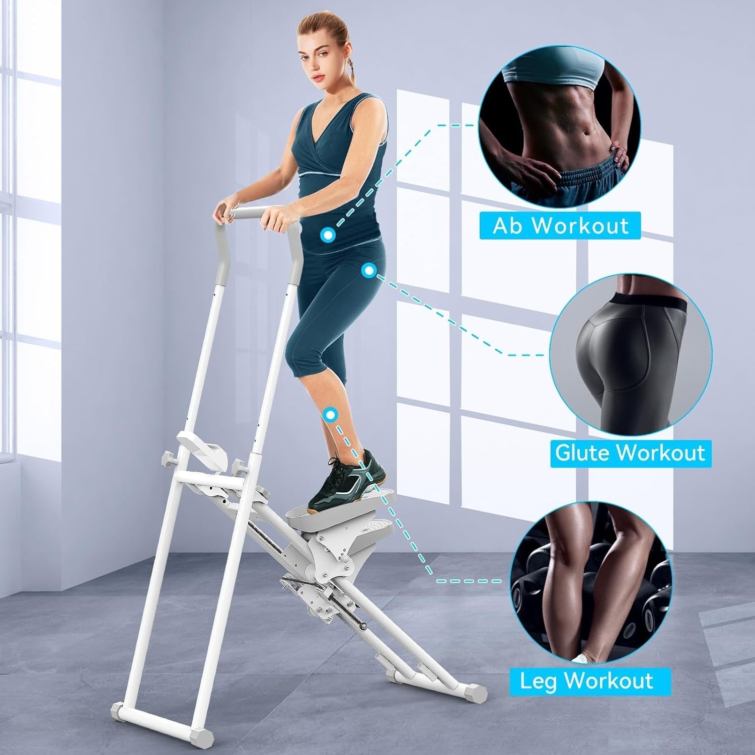 Foldable Stair Climber w/ LCD Monitor, Adjustable Incline & 300lb Capacity