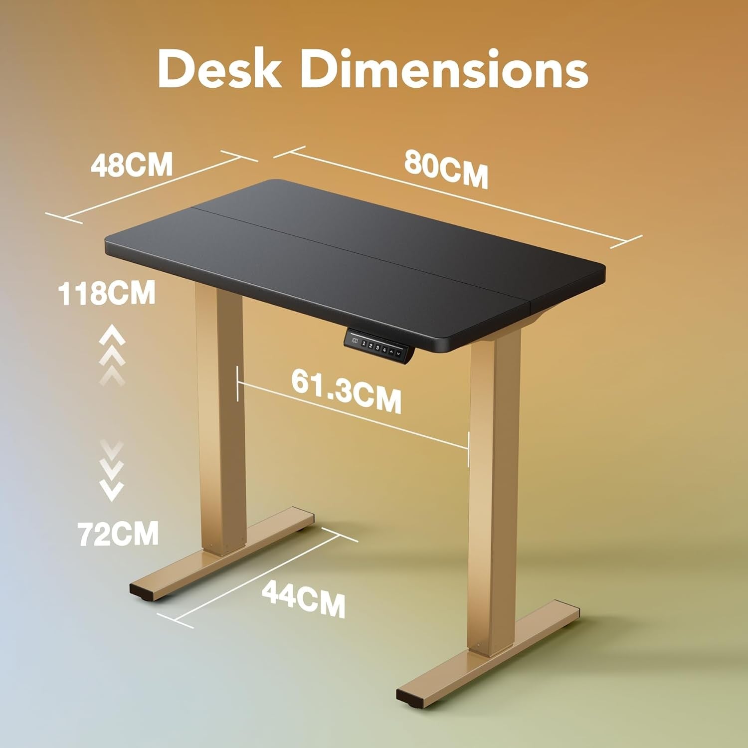 Electric Standing Desk Height Adjustable Stand Home Office Table 80x48cm