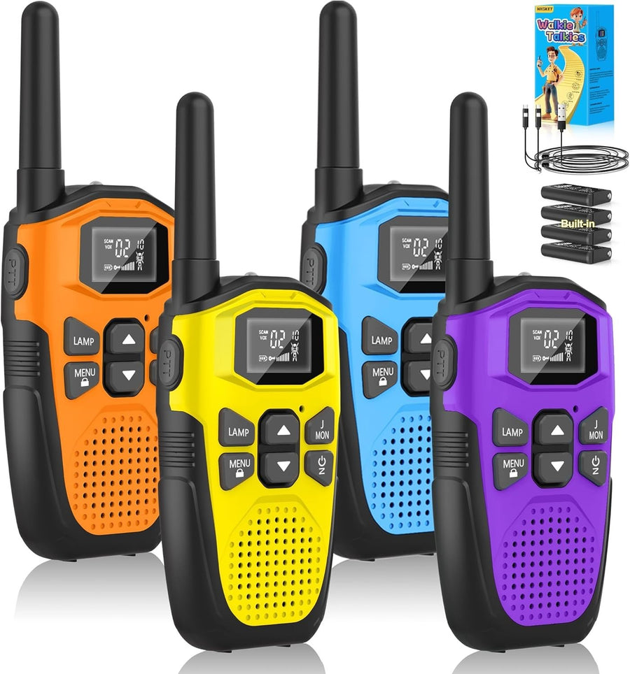 4 Pack Rechargeable Walkie Talkies Long Range 16CH VOX Type-C Radios