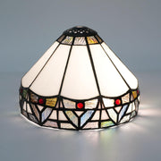 Tiffany Style Stained Glass Lampshade 8" Vintage Roman Ceiling Pendant