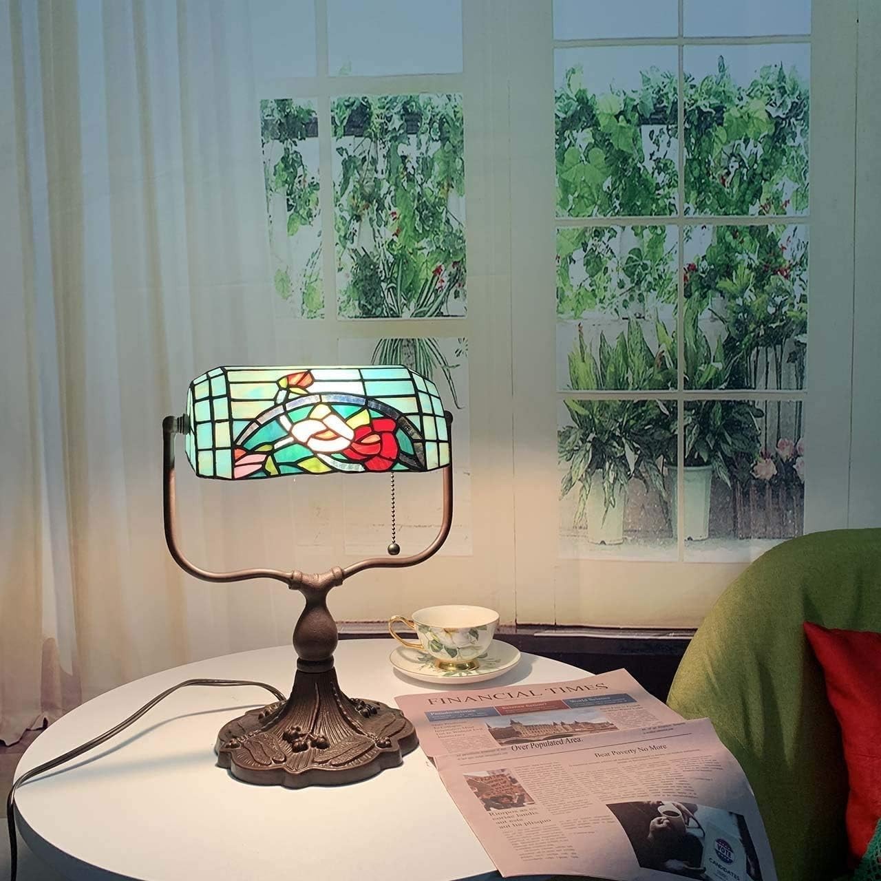 Tiffany Style Stained Glass Floor Lamp Adjustable 65" Vintage Sunflower