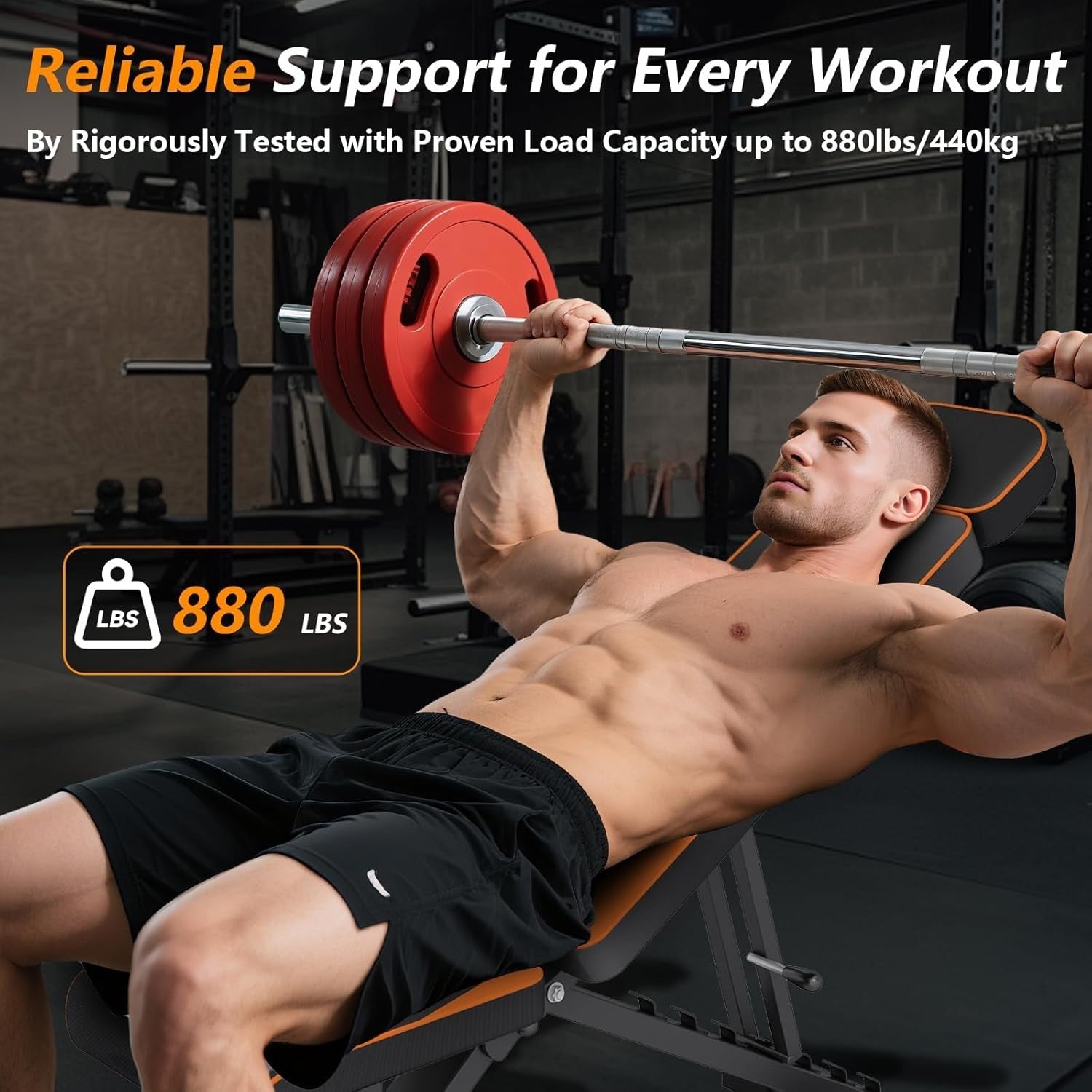 880LB Adjustable Weight Bench Folding Full Body Home Gym Trainer