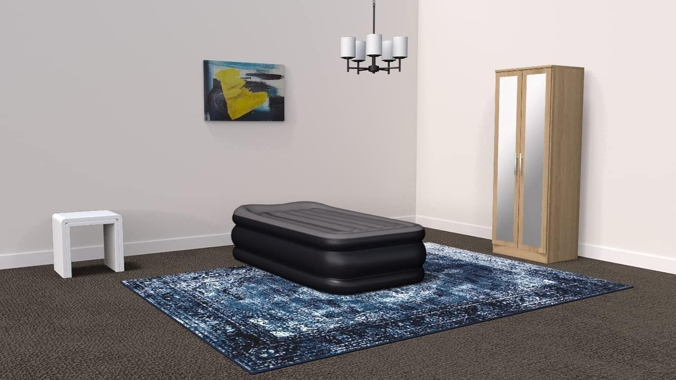 Twin Inflatable Air Mattress with Pillow Rest Fiber-Tech Quick Inflate 136kg Max
