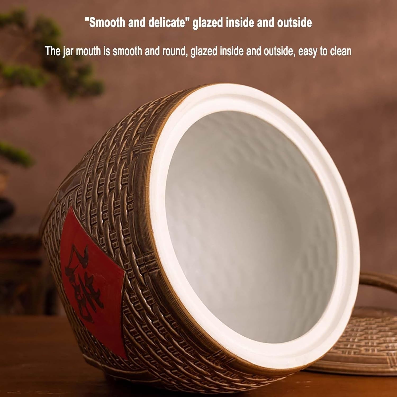 10KG Chinese Retro Ceramic Rice Jar Sealed Grain Storage Container