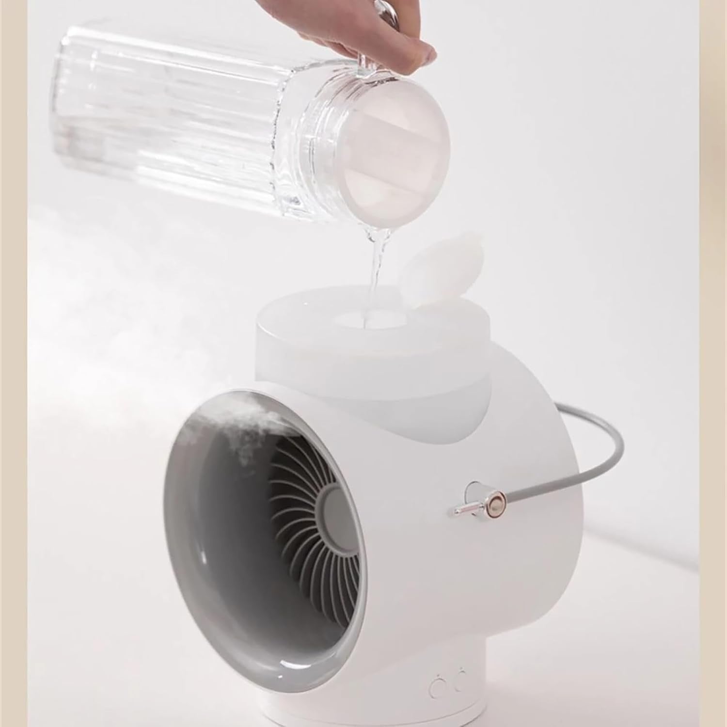 Black Double Humidifier USB Desk Fan – 3 Speeds, 4000mAh, 350ml Water Cooling