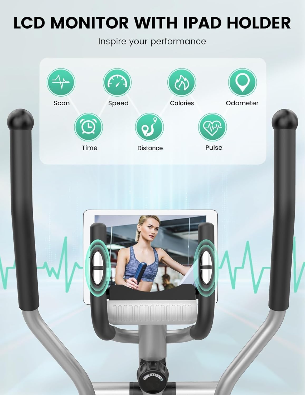 Quiet Elliptical Cross Trainer 8-Level Magnetic Resistance Home Gym