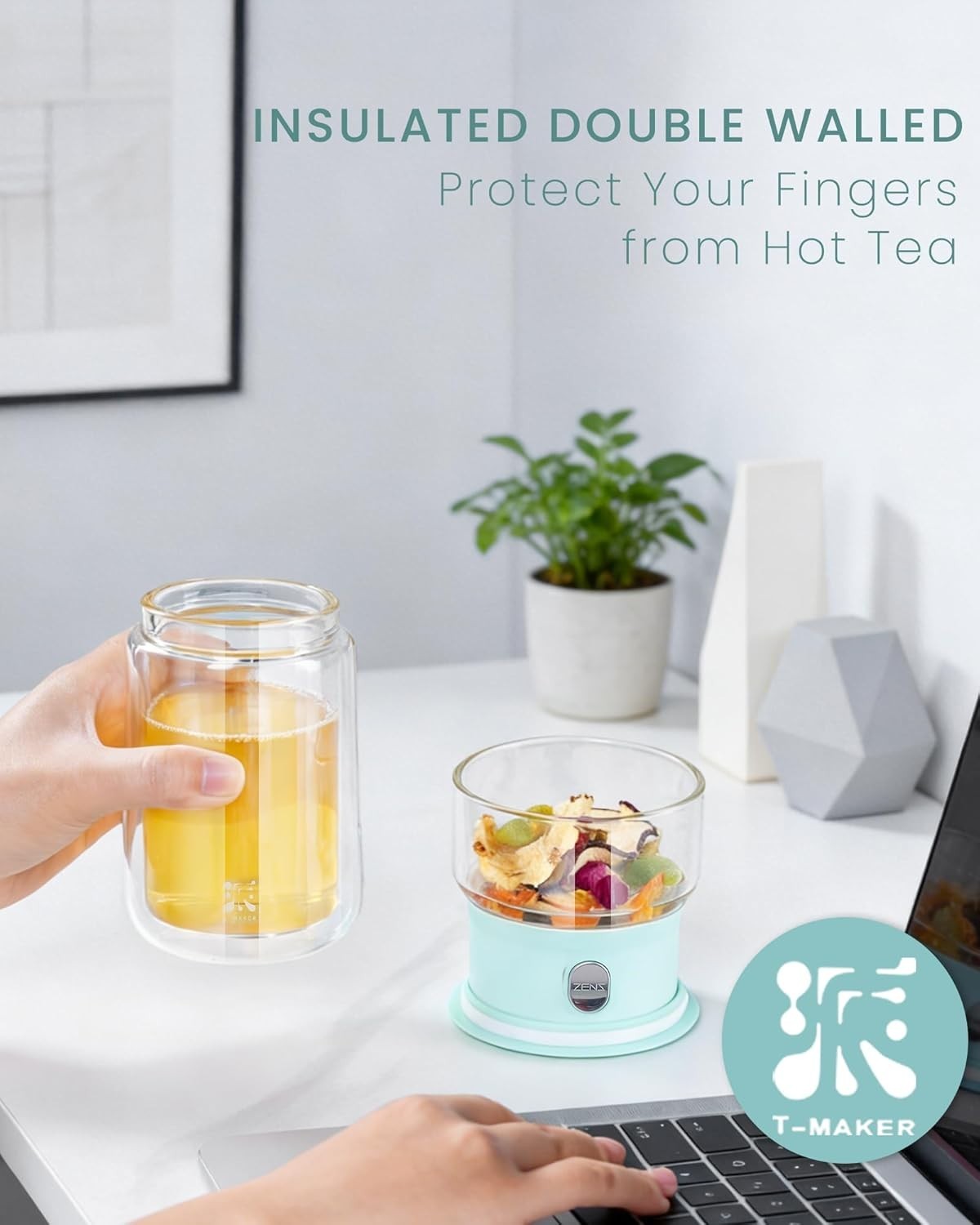One Touch Tea Brewer 270ml Glass Infuser Mug Set with Carry Case