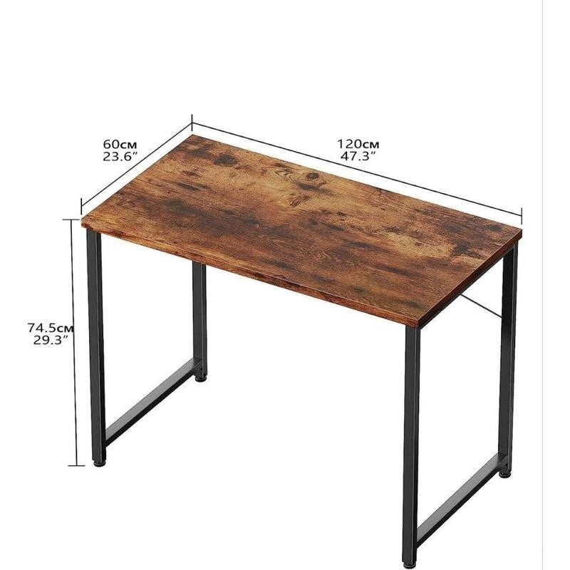 Rustic Brown 120cm Office Desk Industrial Style Computer Table Home Study
