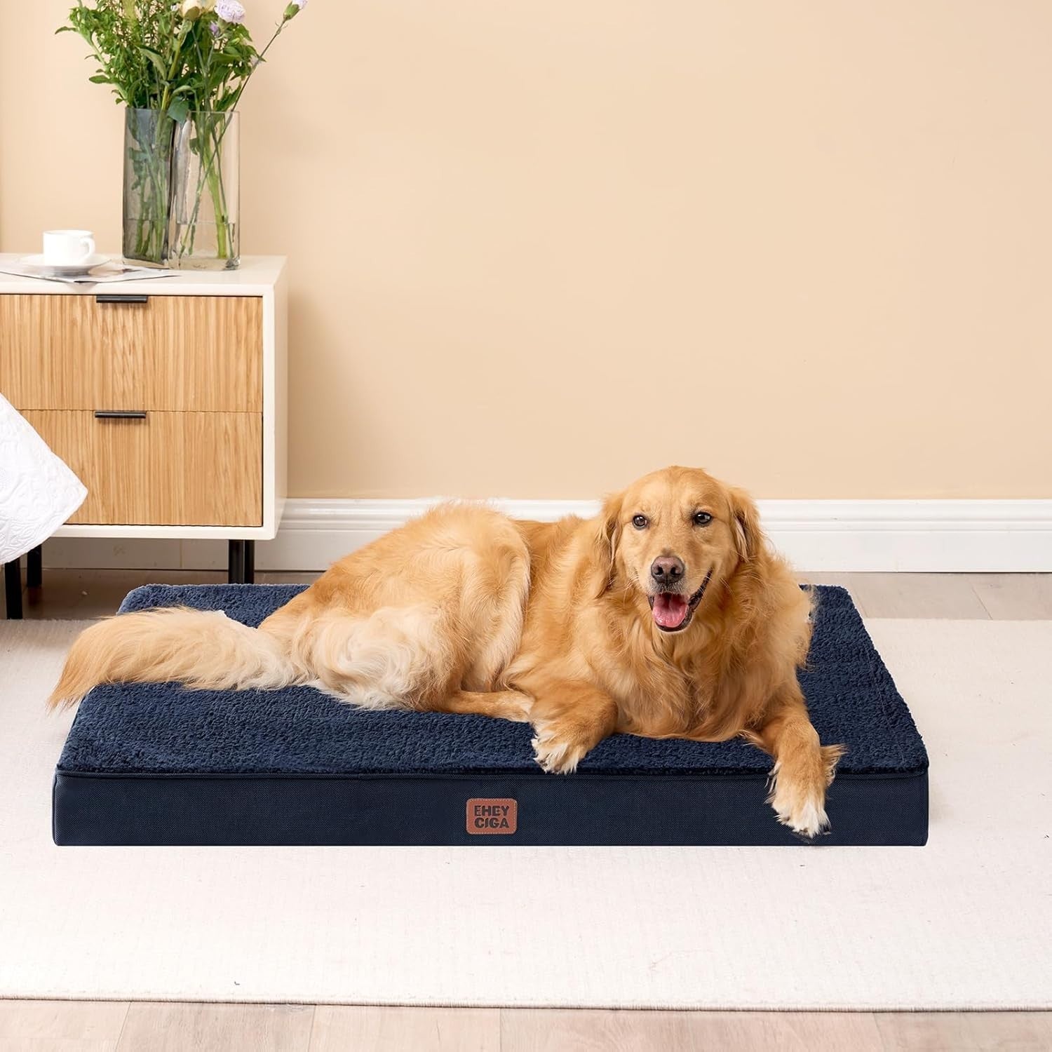 Orthopedic XXL Dog Bed 127x91x10cm Washable Cover Non Slip Navy