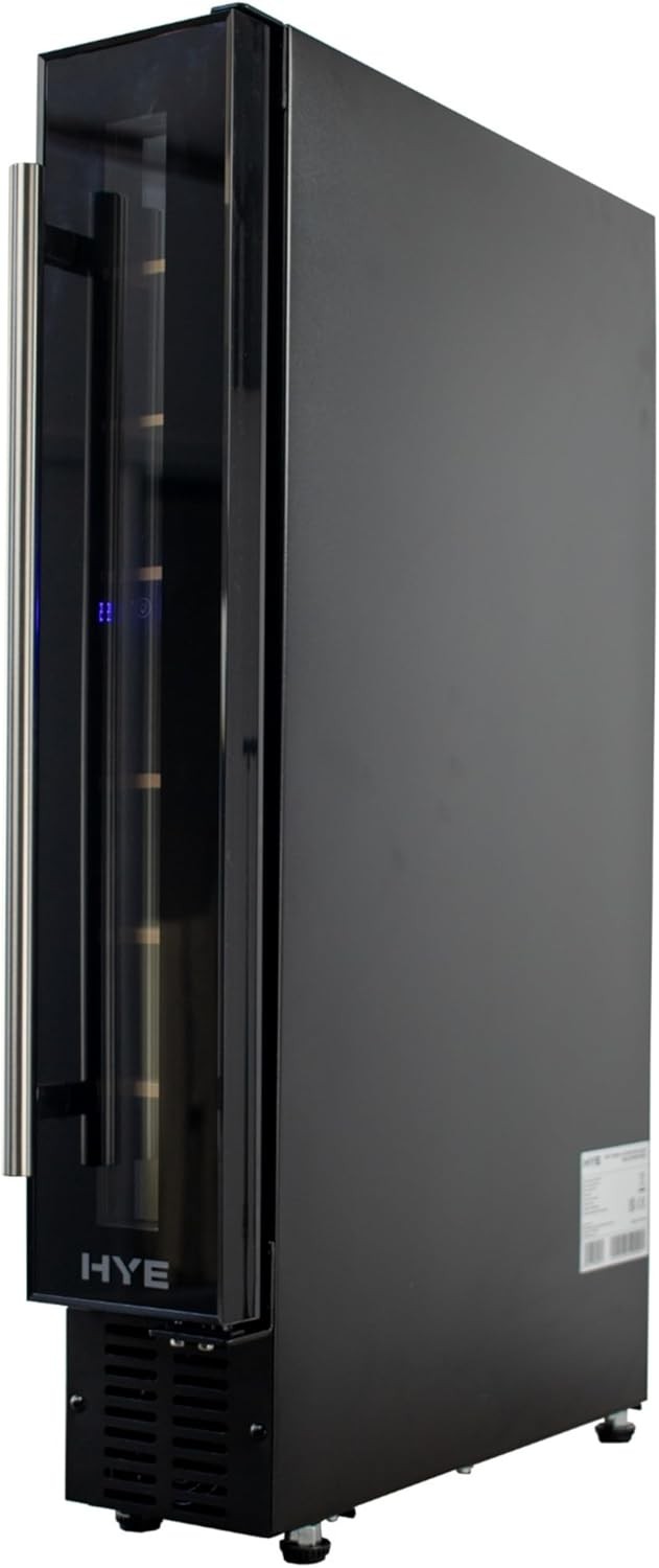 Slim Wine Cooler Fridge 7 Bottle Glass Door Quiet LED Home Bar Storage