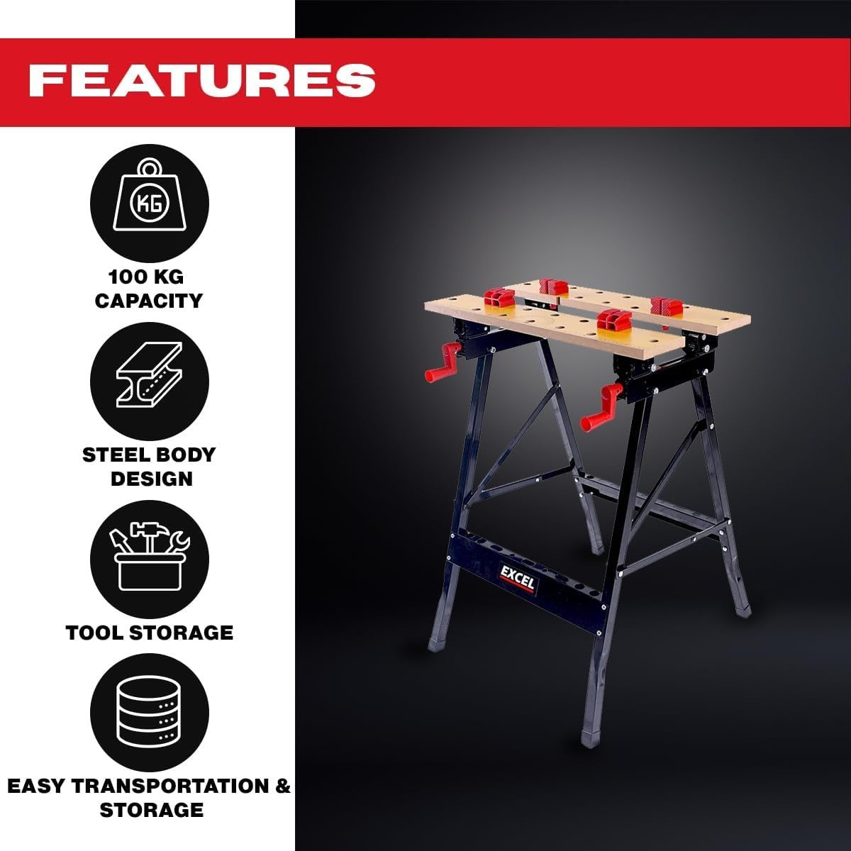 Portable Flip Top Workbench Foldable Vise Stand Adjustable Clamping Table