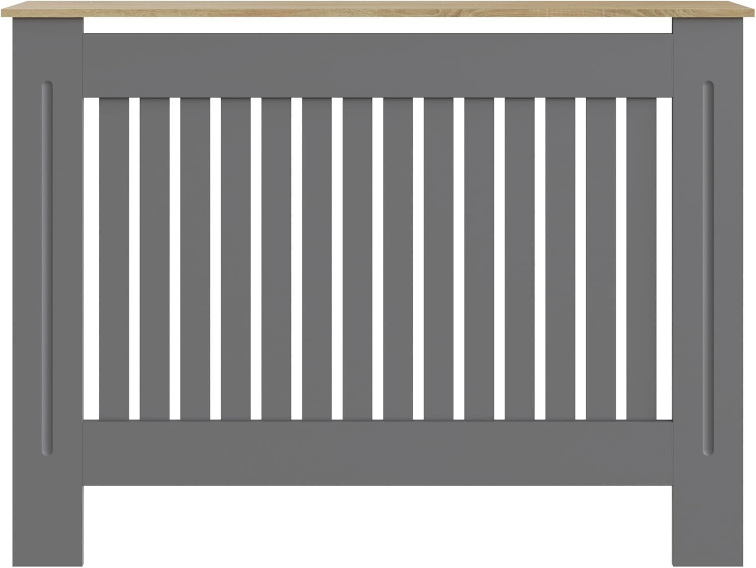 Modern Grey Radiator Cover Medium Slatted Wood Design