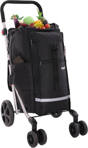 6 Wheel Lightweight Foldable Shopping Trolley 74L Large Grocery Cart