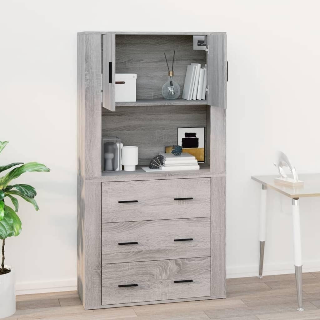 Wall-Mounted Grey Sonoma Cabinet 33D x 80W x 80H cm Dent Resistant
