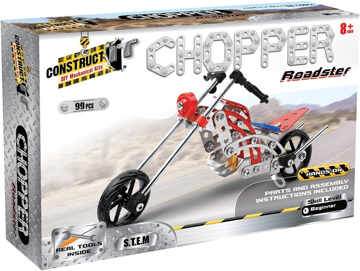 99-Piece STEM Motorbike & Sidecar Metal Building Kit for Kids & Adults