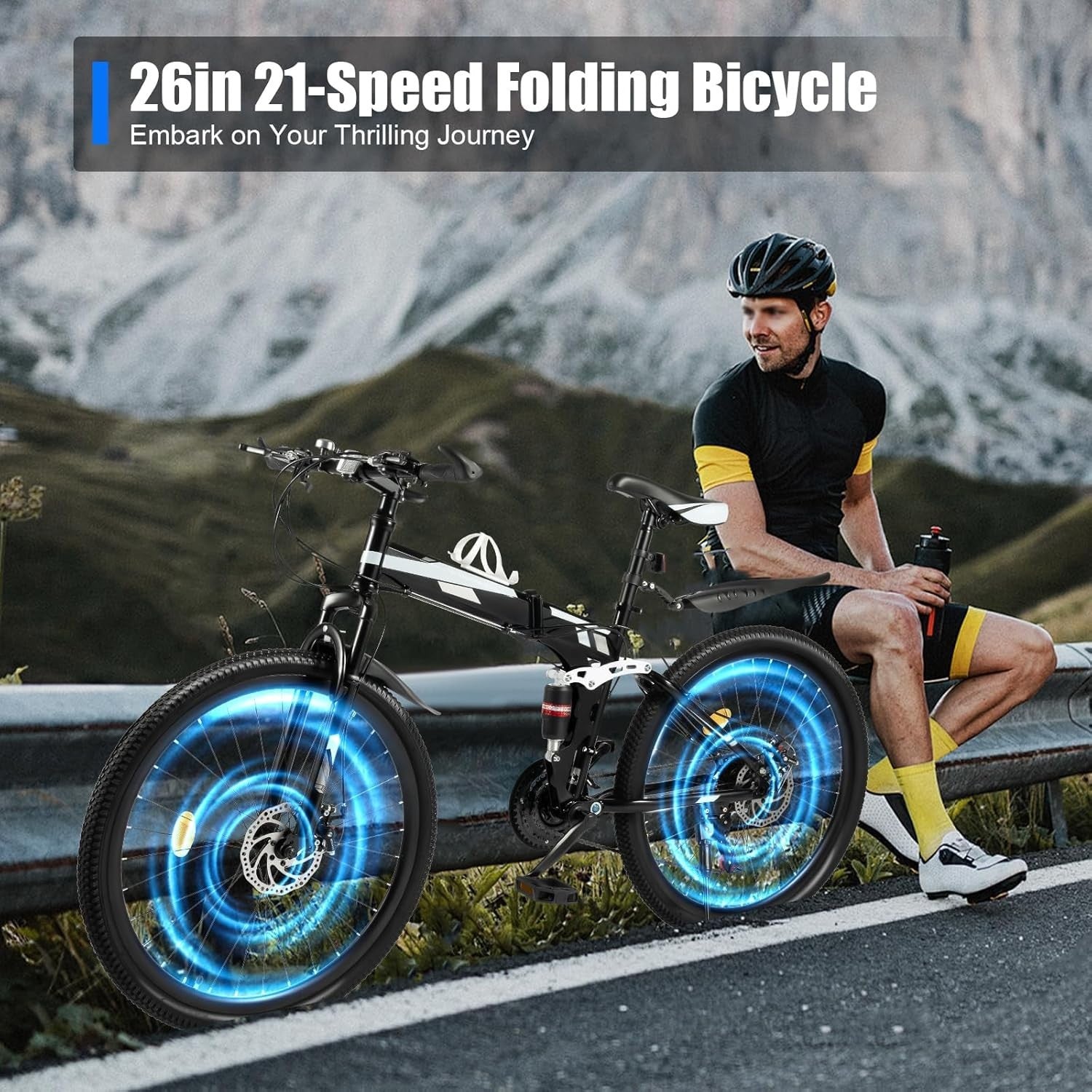 Mountain Bike 26” 21-Speed Disc Brake Adjustable Height High-Carbon Steel