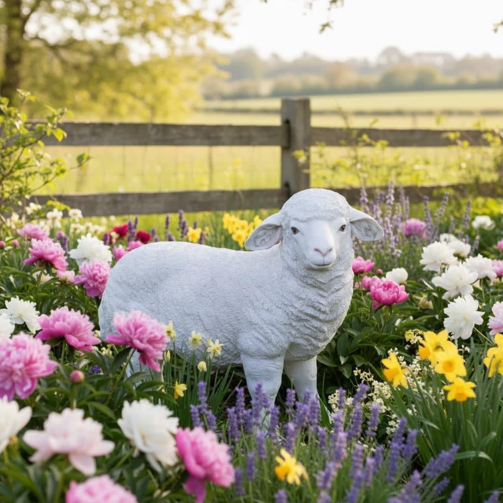 Standing Sheep Garden Ornament Resin Farm Animal Statue Outdoor Decor Gift