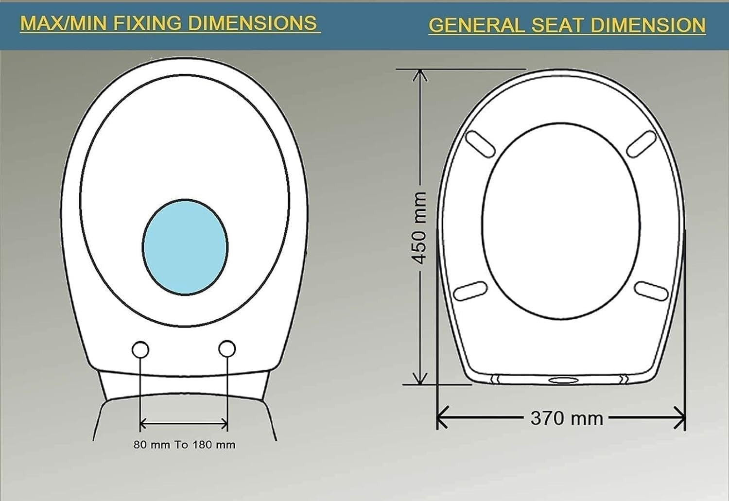 Oval Toilet Seat Soft Close Quick Release PP Top Fix Blind Hole Easy Install