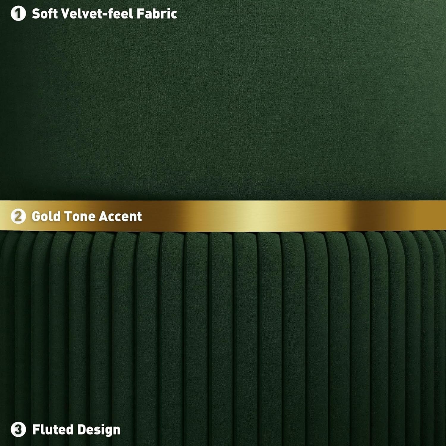 Dark Green Velvet Round Storage Stool – Padded Ottoman with Hidden Space