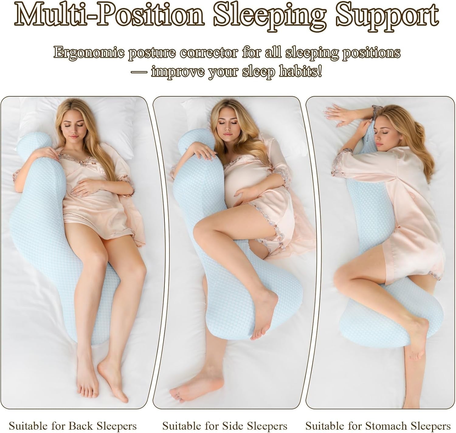 Memory Foam Body Pillow for Side Sleepers Ergonomic Mermaid Full Support