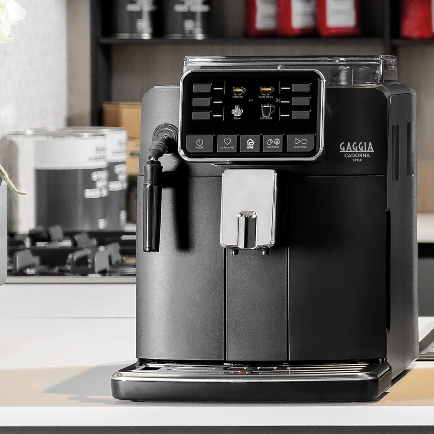 Automatic Bean-to-Cup Coffee Machine 1900W Steam Wand Compact Black
