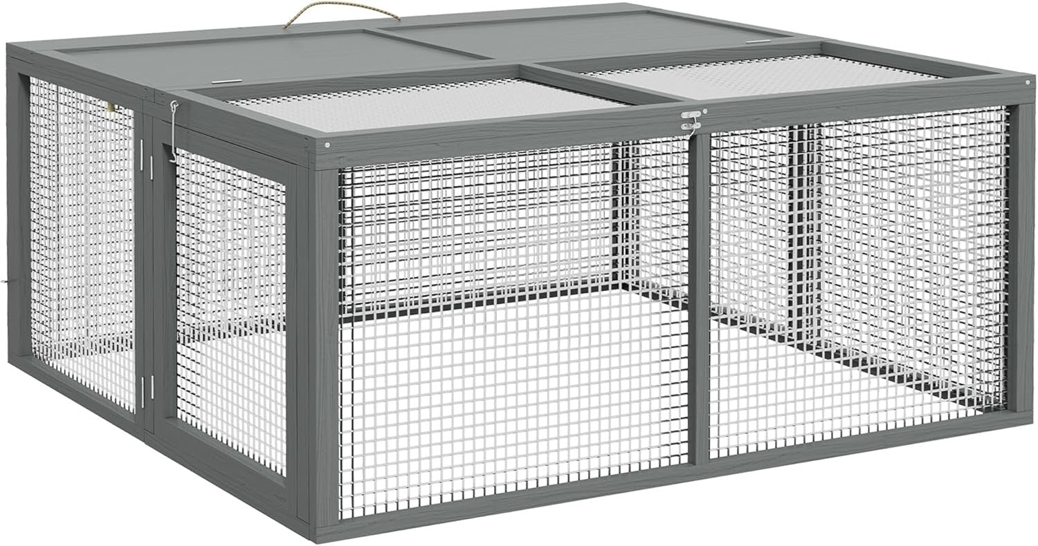 Folding Rabbit Hutch Portable Wooden Outdoor Run Openable Top Large