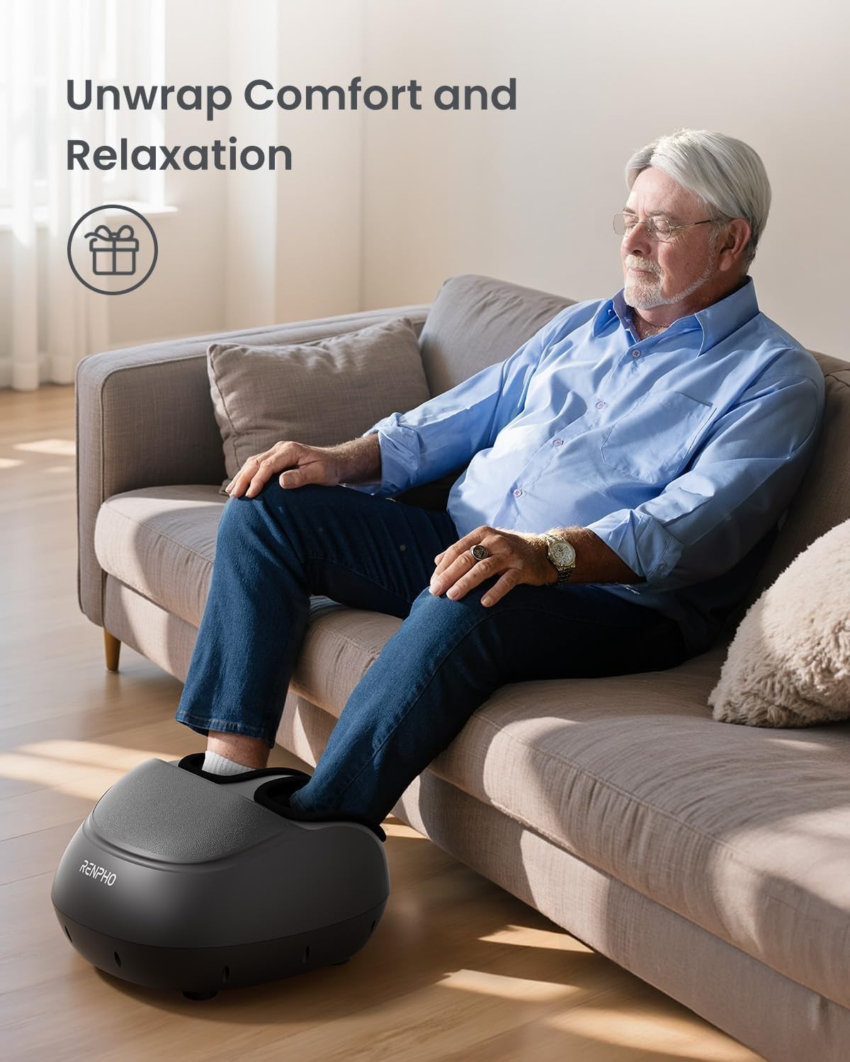 Shiatsu Foot Massager Heat Air Compression Deep Kneading Pain Relief