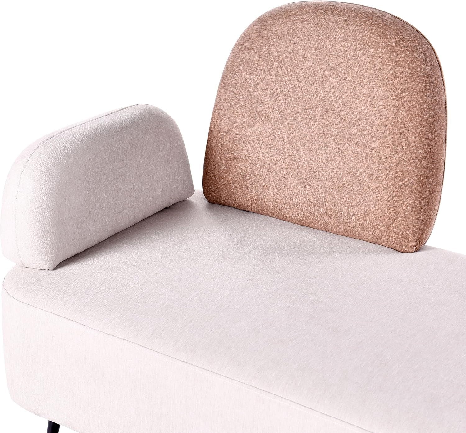Minimalist Left Hand Chaise Lounge Beige Brown Upholstered Metal Legs Durable