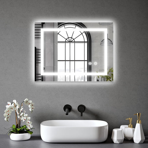 LED Bathroom Mirror 45x60cm Anti-Fog Lighted Wall Vanity Demister