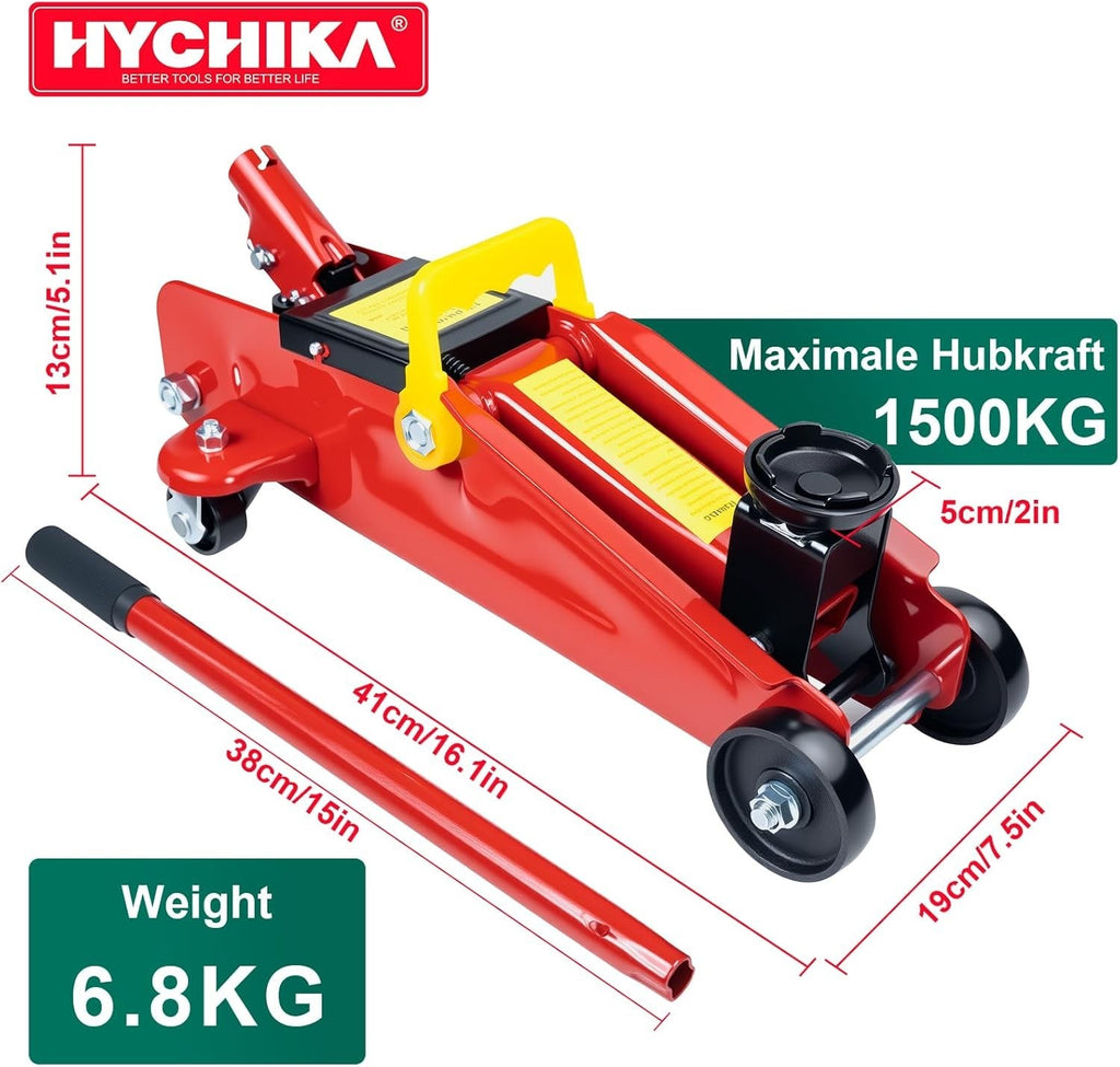 1.5 Ton Racing Trolley Jack Hydraulic Car Jack 135–320mm Lightweight Quick Lift