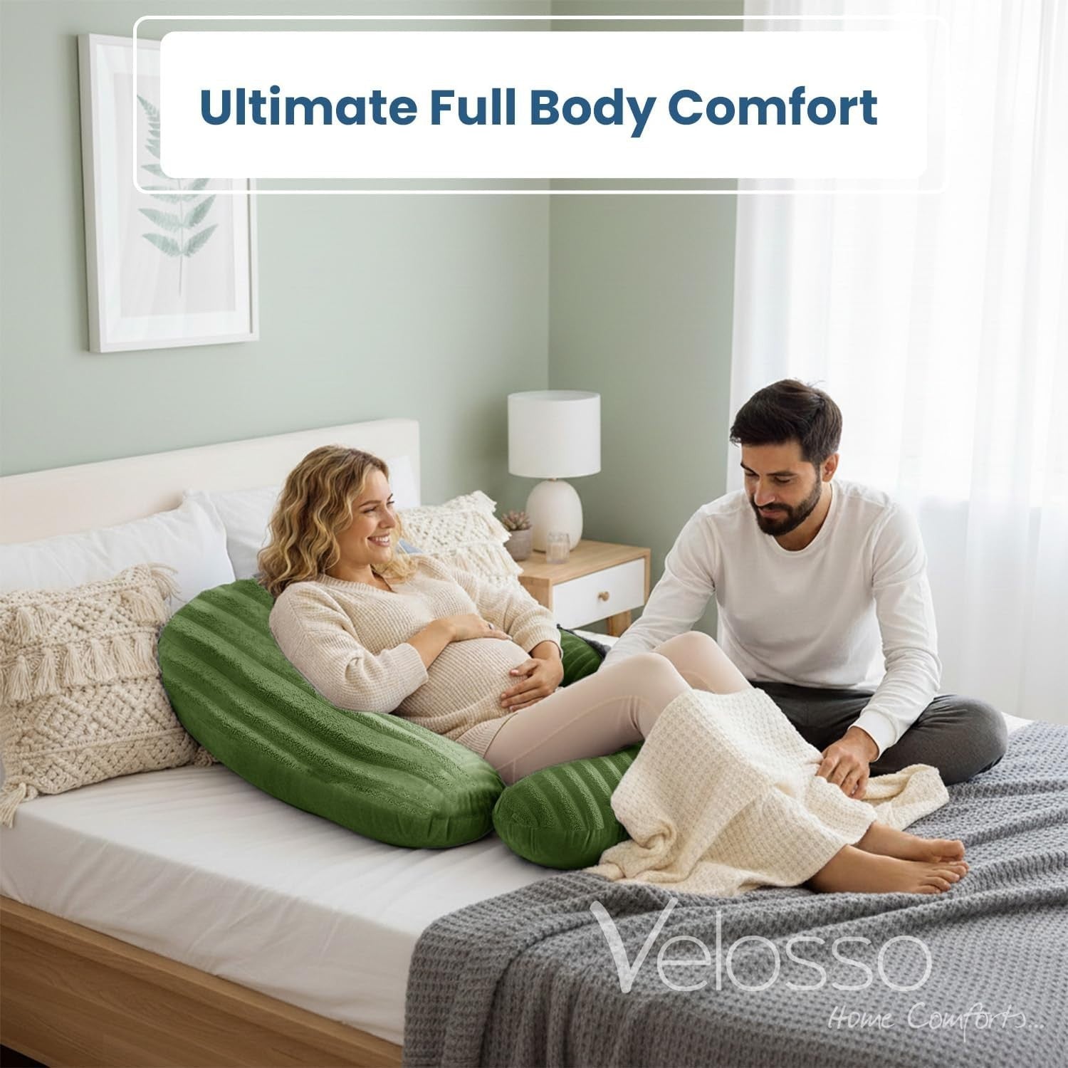 U Shaped Full Body Maternity Pillow Velvet Plush Pregnancy Side Sleeper