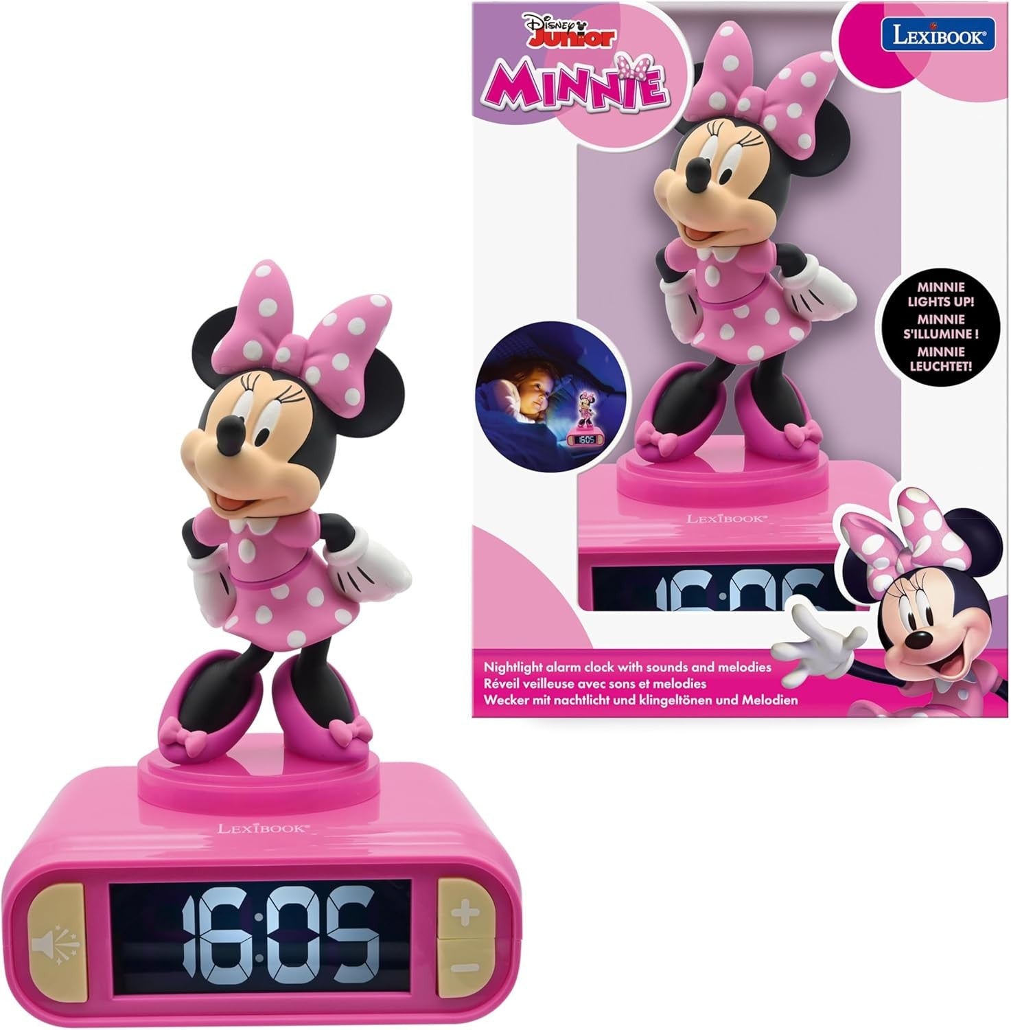 Kids Cartoon Alarm Clock Night Light LED Display Snooze Sounds Bedroom