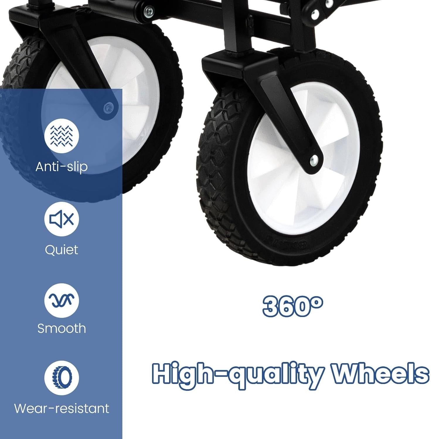 Folding Festival Trolley Wagon 82L Heavy Duty Cart All Terrain Wheels Black