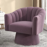 Purple Velvet Swivel Accent Chair 360° Barrel Lounge Armchair
