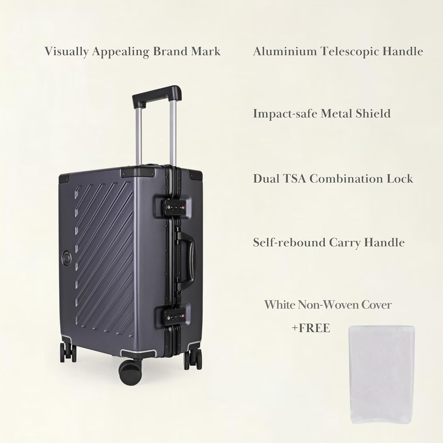 Zipperless Polycarbonate Suitcase Set Carry On + Large TSA Locks Spinner