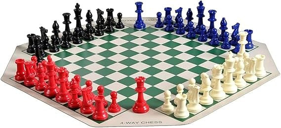 4-Player Leather Chess Board Set Portable Strategy Game for Family & Parties