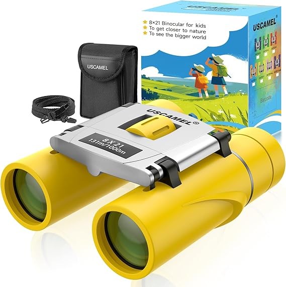8x21 Waterproof Kids Compact Binoculars Mini Travel Bird Watching Yellow