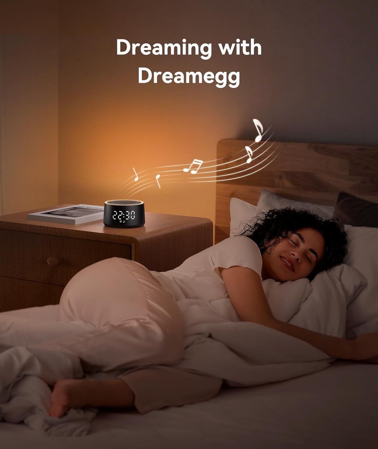 Black Noise Machine for Sleep – 25 Soothing Sounds, Night Light, Timer, Travel