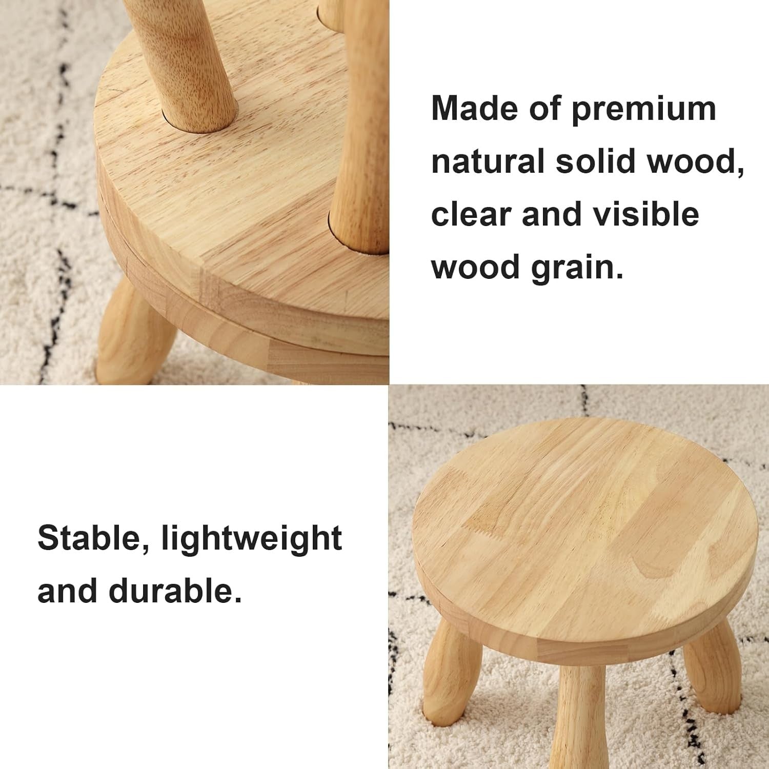Mushroom Shaped Solid Wood Stool 24cm Rustic Plant Stand Step Stool Home