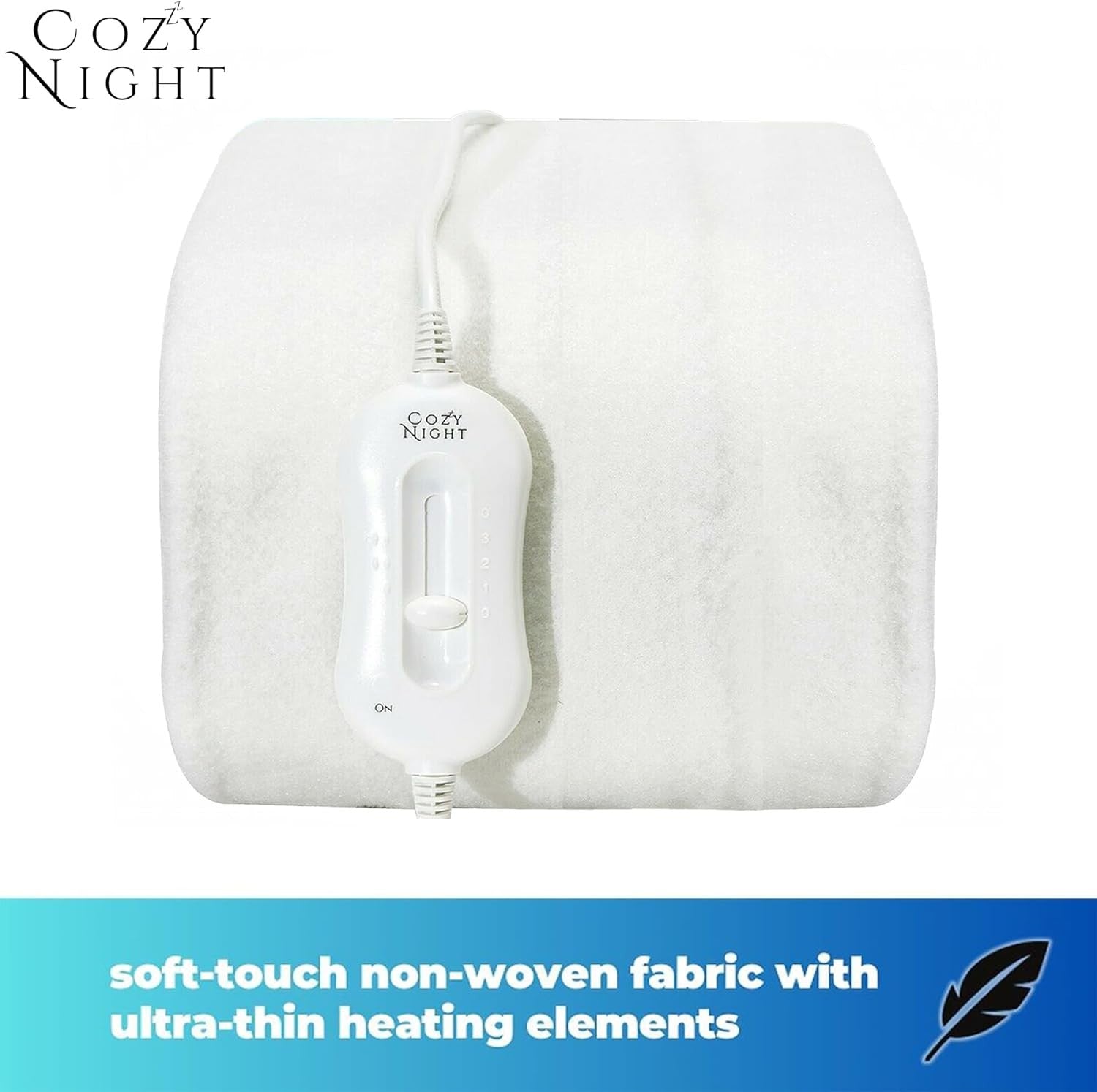 Single Electric Heated Underblanket 90x192cm 3 Heat Settings Washable Fitted