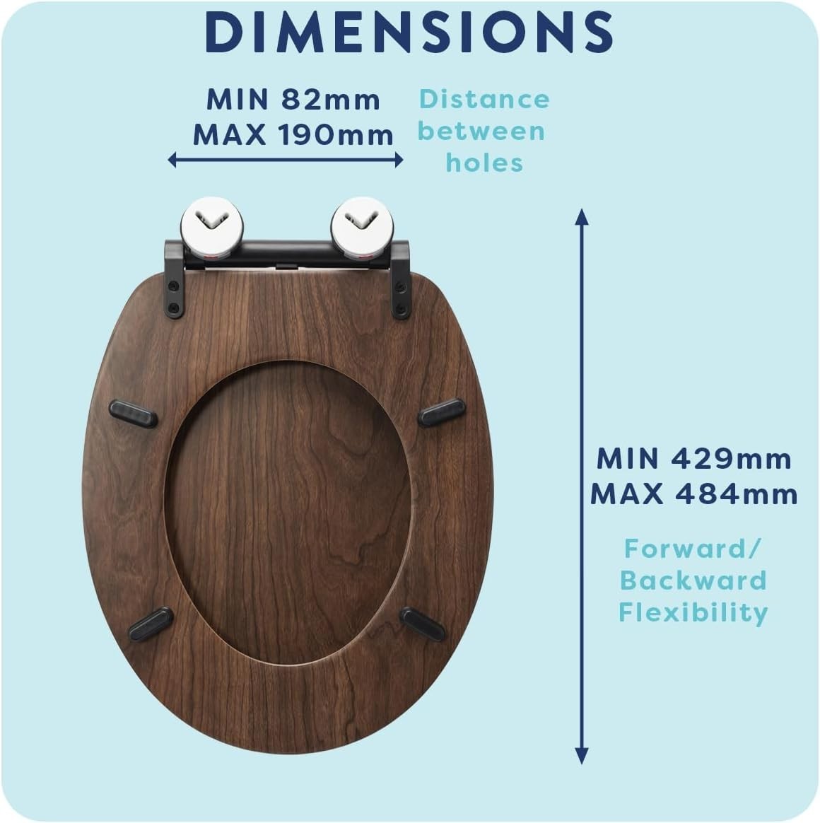 Walnut Wooden Toilet Seat Soft Close Quick Release Antibacterial Durable