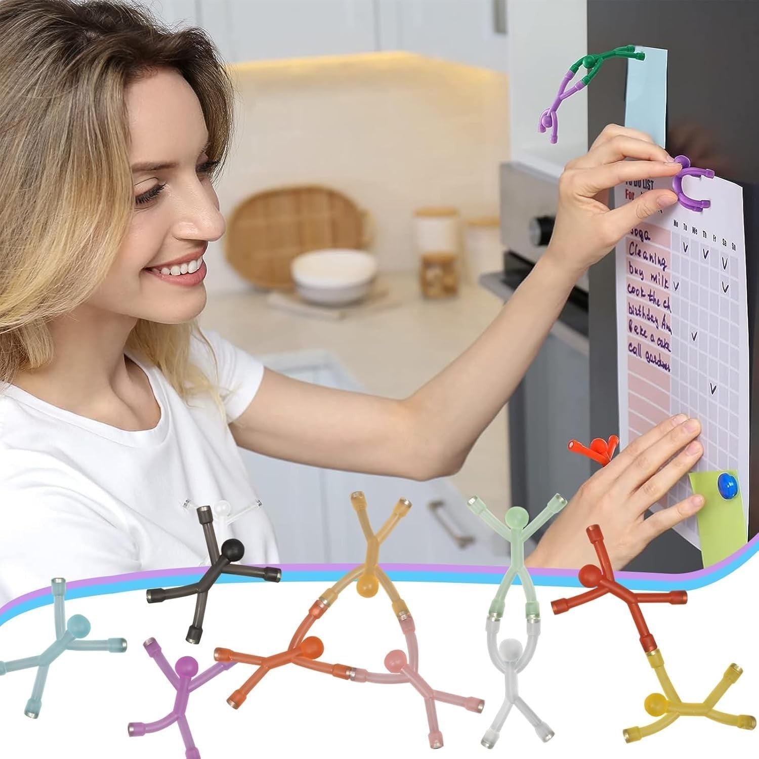 30 Pack Magnetic Fidget People Toys Colorful Mini Fridge Magnets Set