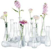 Clear Glass Bud Vase Set of 12 Tall Ribbed Flower Vases Wedding Table Decor