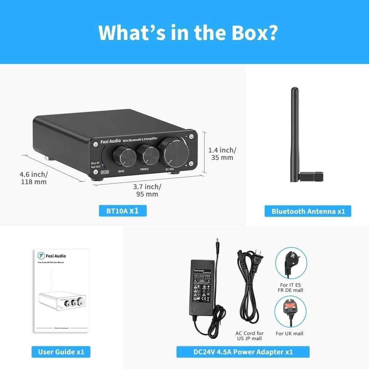 Bluetooth 5.0 Stereo Amplifier 50W x2 Mini HiFi Class D