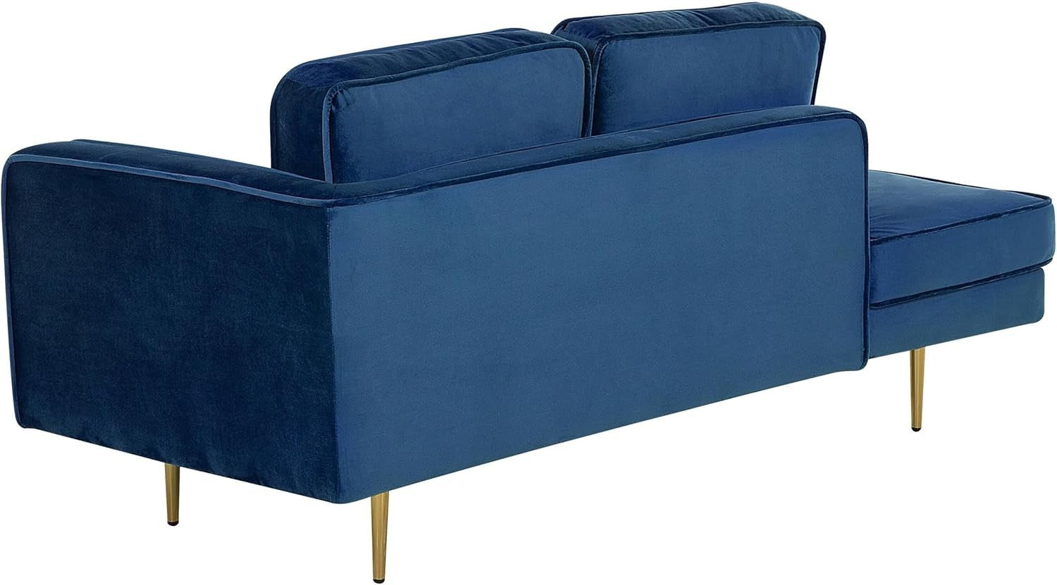 Modern Velvet Chaise Lounge Navy Blue Gold Legs Luxury Recliner Sofa 173cm