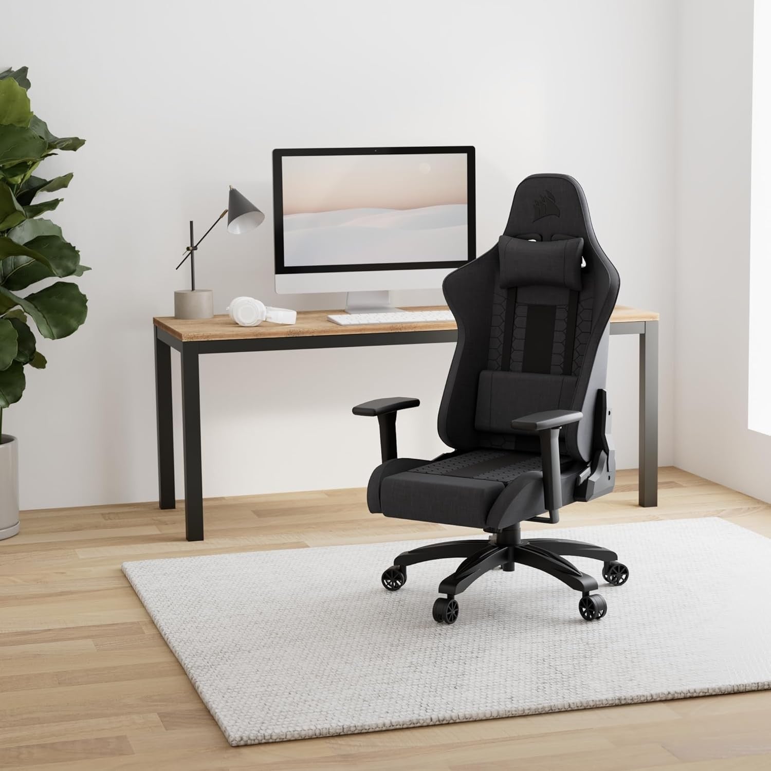 Relaxed Gaming Chair – Fabric Adjustable Seat Grey & Black