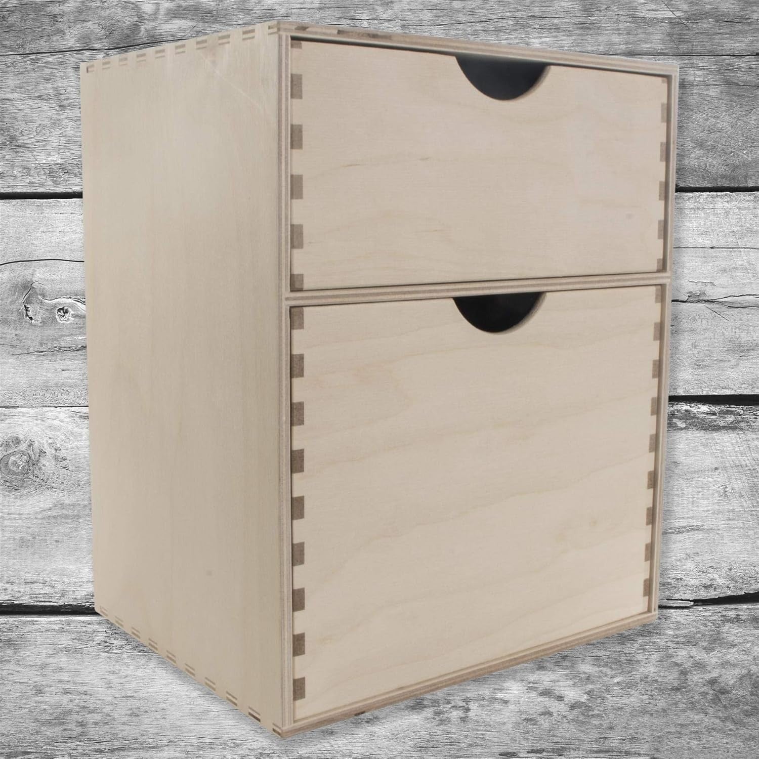 Wooden Desk Organiser 2-Drawer Mini Chest Birchwood Storage Cabinet 31cm