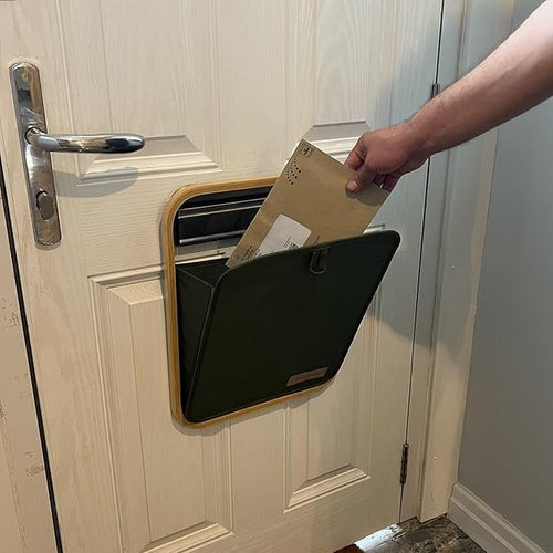 No-Drill Letterbox Mail Catcher | Bamboo Frame | Draft Stopper | Pet Safe