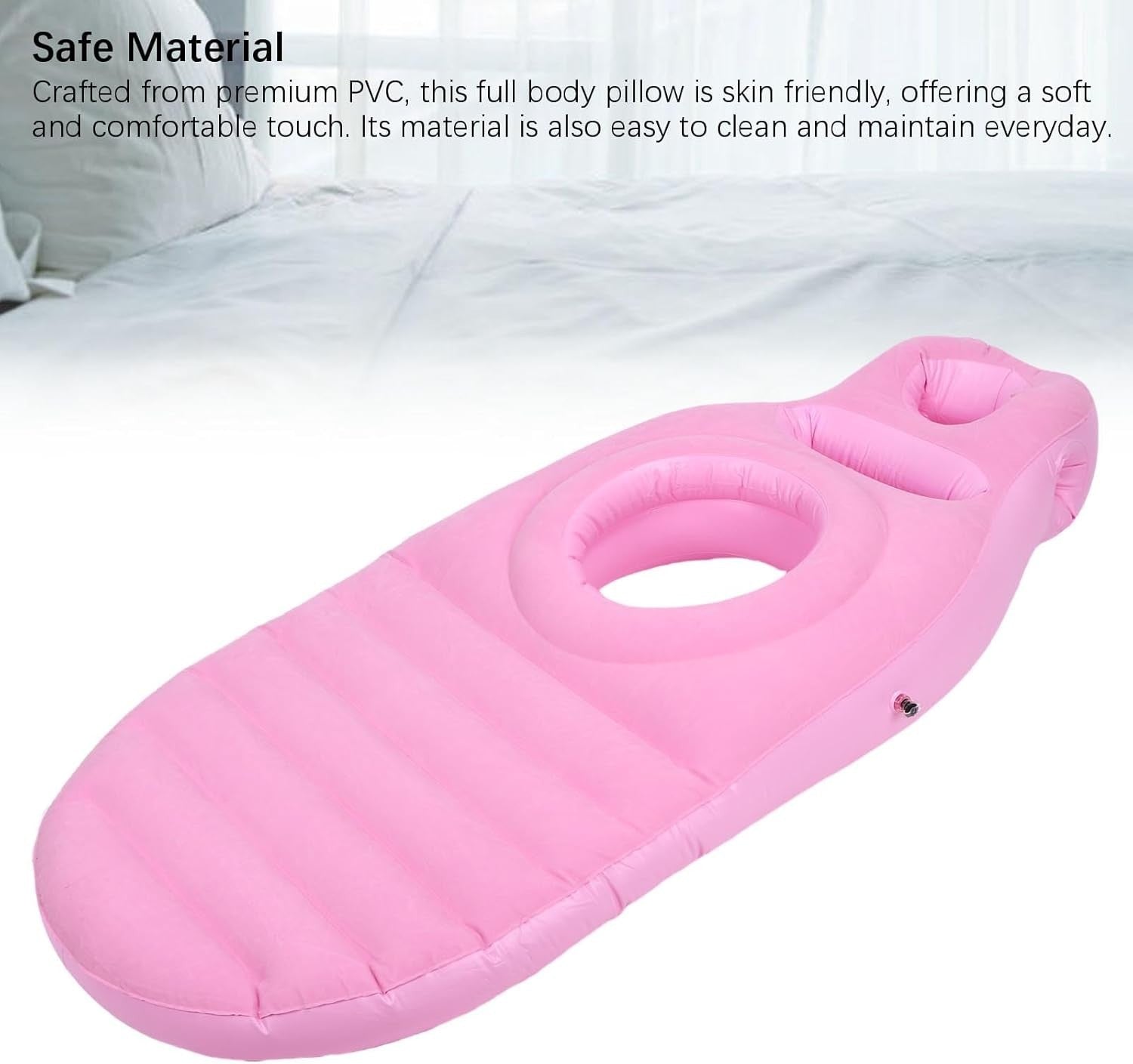 Inflatable Pregnancy Pillow Full Body Maternity Air Bed Belly Hole Pink