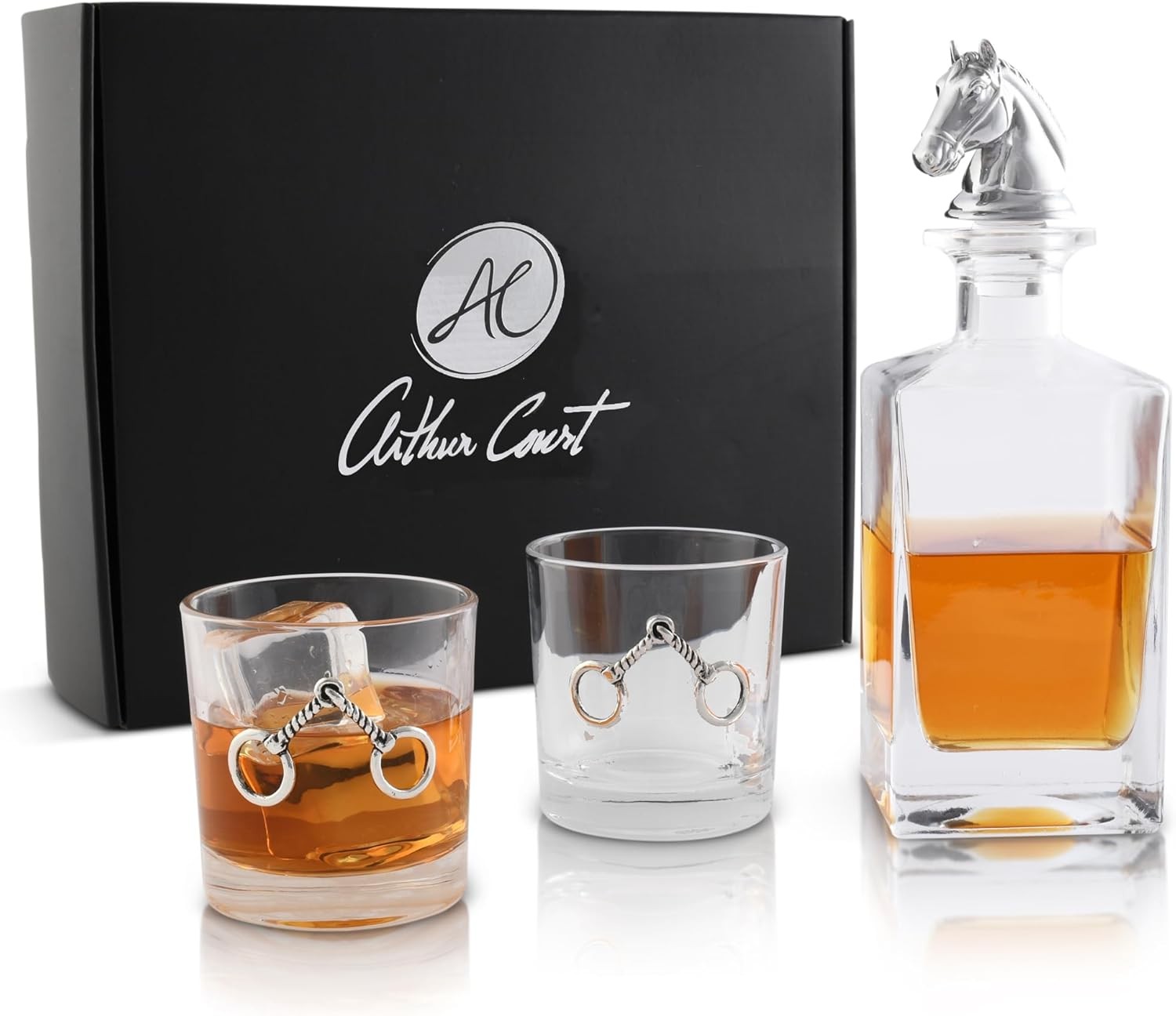 Luxury Equestrian Decanter Set 750ml with Whiskey Bit Glasses | Premium Bar Gift